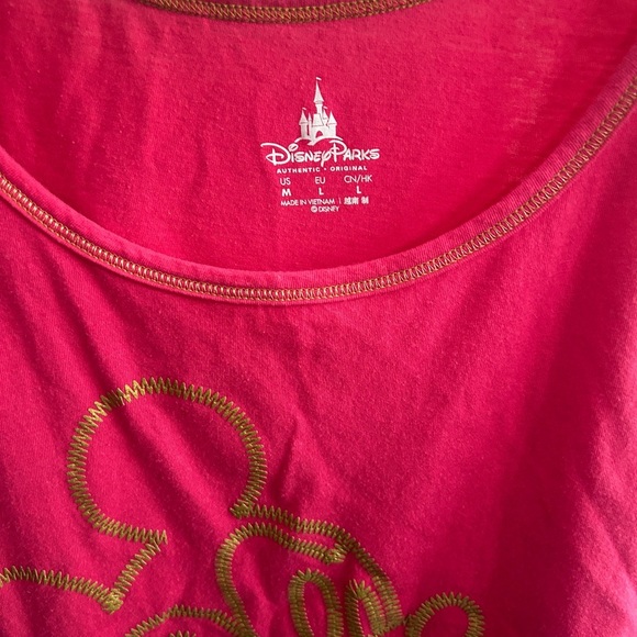 GUC size Medium bright Pink Tank Top with Mickey Mouse in gold - Picture 2 of 9